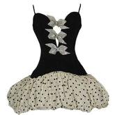 Lunivop 2025 New Black And White Women Dress Sparkling Bow Embellishments Polka Dot Puffy Skirt Cute Stylish Dresses Female