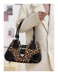 Lunivop Hot Girls Leopard Print Y2k Shoulder Bag Women Vintage Handle Casual Crossbody Bags Female Versatile Retro Messenger Bag