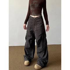 Lunivop Women Vintage High Waist Loose Pockets Jeans Streetwear Trashy Style Pants 2024 Autumn Vintage Y2K Wide Leg Baggy Denim Trouser