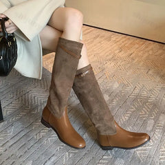 Lunivop Cowgirl Knee High Boots New Trend Low Heels Designer Buckle Winter Long Boots Shoes for Women Fashion Pointed Cowboy Boots