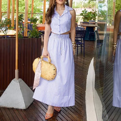 Lunivop Spring/Summer Women's Temperament Striped Skirt Top Set