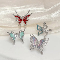 Lunivop Y2k Irregular Butterfly Rings Liquid Metal Punk Aesthetic Emo Girl Gothic Open Adjustable Ring For Women Fashion Jewelry Gifts