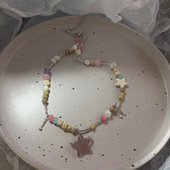 Lunivop Candy Beach Colorful Beaded Necklace Cute Female Star Dopamine Accessories Sweet and Cool Spicy Girl Y2K Phone Chain