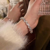 Lunivop Luxury Silver Color Full Rhinestone Open Bangle For Women New Fashion Shiny Crystal Bracelet Wedding Jewelry Party Gift