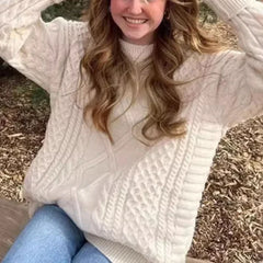 Lunivop Vintage Women Knitted Pullovers Elegant Casual Oversize Long Sleeve Sweaters Autumn Winter Solid Lady Sweaters Street