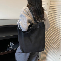 Lunivop Japanese American-Style Workwear Retro Large Commuter Bag, Crossbody Suede Handbag, Melard Color Series Tote Bag for Work and College Students