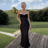 Lunivop Women Sexy Lined Ruched Mesh Bodycon Camisole Maxi Dress Strapless Spaghetti Straps Sleeveless Backless Slim Party Long Robe