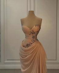 Lunivop Stunning Evening Dresses Elegant Pleats Crystal Beaded Sweetheart Prom Dress Waist Decor Dress for Special Ocn