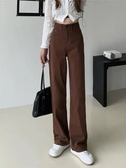 Lunivop Summer Women Brown Jeans High Waist Loose Straight Wide Leg Denim Female Y2k Casual Streetwear Vintage Baggy Trouser