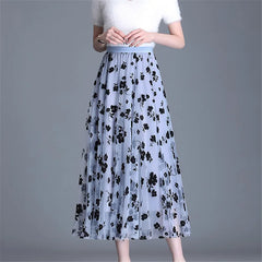 Lunivop Summer New Medium and long styles Half Petticoat Female Elastic Waist Large Swing Gauze Skirt 68-80CM