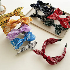 Lunivop Paisley Bandana Hairbands for Women Fashion Top Knotted Bow Headband Cute Rabbit Ear Turban Headwrap Hair Band Girls Accessories