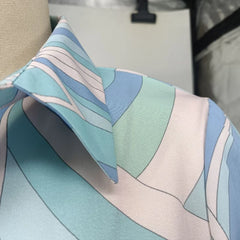 Lunivop Swirl Print Button-Down Shirt Maxi Dress Long Sleeve Collared Chiffon A-Line Spring Summer Chic Y2K Women Vacation Outfit