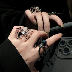 Lunivop Gothic Punk Style Simulation Animal Spider Finger Rings For Women Men Adjustable Ring Funny Accessories Gift