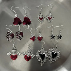 Lunivop New Harajuku Vintage Goth Pink Peach Heart Drop Earrings For Women Grunge Punk Halloween Aesthetic Y2k Fairy Jewelry