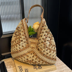 Lunivop Summer Artistic Beach Vacation Large Bag for Women New Style Casual Large Capacity Straw Woven Tote Bag Versatile for Work and Commuting