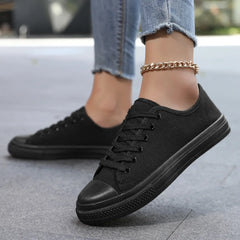 Lunivop Black Canvas Shoes Spring Autumn Women Casual Breathable Versatile Couple Plank Shoes Korean Style Comfortable Sneakers