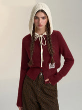 Lunivop Vintage Streetwear Hooded Cardigan Women Long Sleeve Hollow Out Patchwork Knitted Sweaters American Retro Lace Up Lace Tops