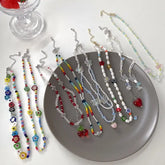 Lunivop New Korea Summer Lovely Colorful Flowers Daisy Transparent Crystal Beading Strand Short Choker Necklace for Women