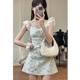 Lunivop Two-tone Pure and Sexy Slim-fit French Waist Floral Dress for Girls