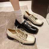 Lunivop French Mary Jane Shoes Women Square Head Chunky Women's Leather Shoes Retro Thick Heel Ballet SHOES Spring preppy style Footwear