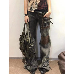 Lunivop Women Black Jeans Hip-hop Fashion Vintage Streetwear Y2K Wide Leg Jean High Waist Winter Female Trouser Baggy Denim Pants