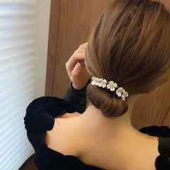 Lunivop Women Easy Hair Bun Maker Floral Crystal Donut Updo Hair Stick Diy Plate Hair Bendable Hairband Chignon Hair Accessories Gift