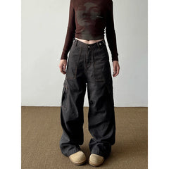 Lunivop Women Vintage High Waist Loose Pockets Jeans Streetwear Trashy Style Pants 2024 Autumn Vintage Y2K Wide Leg Baggy Denim Trouser