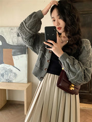 Lunivop Long Sleeve Pointelle Knit Top Women Sweater Cardigan Sheer Button-up Sweater Jacket blusas para mujer Vacation Boho Outfit