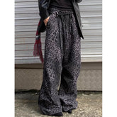 Lunivop Leopard Print Womens Jeans High Waist Vintage Straight Baggy Denim Pants Street Hottie Y2K American Style Wide Leg Denim Trouser