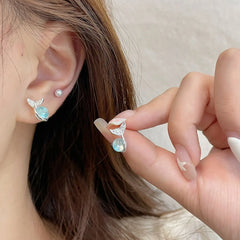 Lunivop 6PCS Set Blue Opal Star Cross Fish Pearls Shells Dangle Earrings For Women Fashion Trendy Y2K Goth Aesthetic Jewelry Accessories