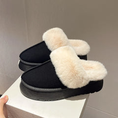 Lunivop New Fashion Fur Slippers Women Fluffy Winter House Shoes Memory Foam Fuzzy Slippers Thick Heel Plush Slipper Ladies Cotton Shoes