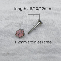 Lunivop 1pc Pink Claw Lip Stud Sweet Cool Ins Fashion Dripping Oil Titanium Steel Labret Piercing Cartilage Ear Bone Cute girl's Jewelry