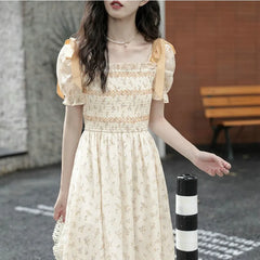 Lunivop Dress New Summer Skirt Women's French Retro Sweet Gentle Style Floral