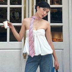 Lunivop Strapless Ruched Pleated Women'S Tops Tshirt 2024 Casual Clothes Summer Fashion Streetwear Wholeale Korean Girls