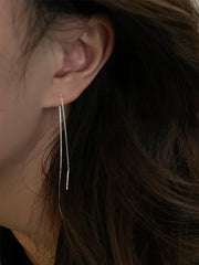 Lunivop New Trendy Simple Silvery Long Chain Tassel Earrings for Women Exquisite Earrings Sweet Elegant Party Jewelry Gifts