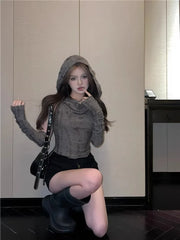 Lunivop Waste soil style Vintage Tops Sleeveless With Hoody Y2k Retro Crop Top Streetwear 2000S broken vest with hooded undershirt