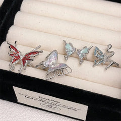 Lunivop Y2k Irregular Butterfly Rings Liquid Metal Punk Aesthetic Emo Girl Gothic Open Adjustable Ring For Women Fashion Jewelry Gifts