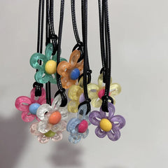 Lunivop Colorful Acrylic Flower Pendant Necklace Fashion Handmade Wax Line Chain Charm Statement Y2K Style Women's Jewelry Gift