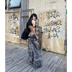 Lunivop Y2K Baggy 2000s Leopard Print Trouser Women's Vintage Washed Casual Pants High Street Retro High Waist Female Trashy Pants