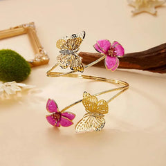 Lunivop Bohemia Butterfly Flower Bangles For Women Vintage Armlet Bracelet Summer Beach Body Jewelry Accessories