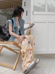 Lunivop Summer Women Painted Printing Pant Leisure Pocket Design Loose Cargo Pants Y2k Style Vintage Female Pantalones De Mujer