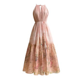 Lunivop Fashion Printing Dress Women's Sleeveless Waist Retraction Folds A Line Dresses 2025 Summer New Tide