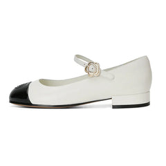 Lunivop Women Mary Jane Shoes New Fashion Shallow Flower Buckle Ladies Soft Sole Casual Shoes Elegant Low Heel Leather Shoes Flats