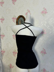 Lunivop Punk High Street Spliced Constrast Color Striped Tank Top Harajuku Japan Punk Flower Print Camis Y2k Aesthetic American Clothes