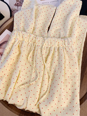Lunivop Sweet Love Print Wide Leg Pant Women Casual Cute Loose High Waist Trousers Korean Fashion Female Lace Up Elegant Pants New