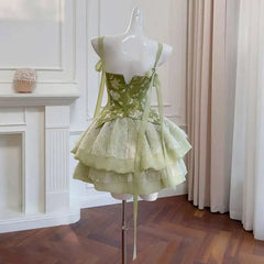 Lunivop Light Luxury Lace-up Dress Women Spliced Embroidery Suspender Ballet Style Cake Fluffy Dresses Female