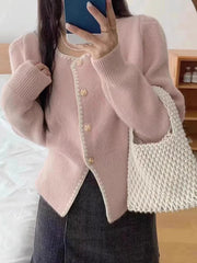 Lunivop Sweet Chic Soft Cardigan Women Long Sleeve Fashion O Neck Knitted Jacket Fall Korean Casual Female Elegant Buttons Tops Cute New