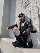 Lunivop Vintage Black Y2k Handbag Women Hot Girls Fashion Star Zipper Casual Underarm Bag Ladies Retro Hobos Bag Purse Chic