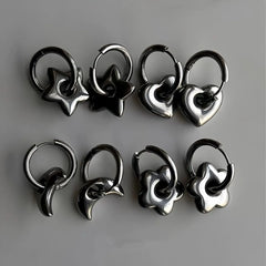 Lunivop Punk Style Dangle Earrings Unique Detachable Star Heart Drop Earrings Statement Jewelry Fashion Simple Hoop Earrings