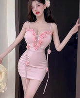 Lunivop Woman Dress Flowers Sleeveless Flowers Backless Slim Sexy Sweet French Style Chic Party Mini Dresses Female Club
